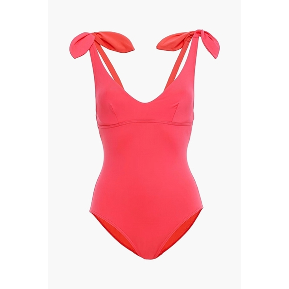 MAISON LEJABY Norma Jeane Knotted One-piece Swimsuit In Coral 32B - Picture 1 of 8